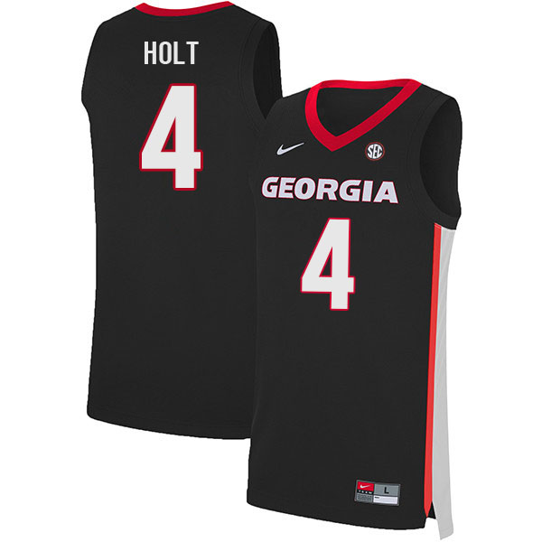 Georgia Bulldogs #4 Jusaun Holt College Basketball Jerseys Sale-Black